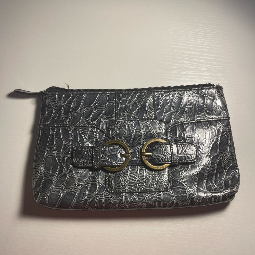 Faux snake skin clutch